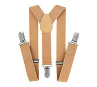 axy Bretelle per bambini a forma di Y, larghe 2,5 cm, con 3 clip resistenti, abbinabili con farfallino - Tinta unita. Modello: HTK25-1, beige., für Kinder (6 Monaten - 6 Jahre alt)
