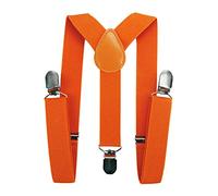 axy Bretelle per ragazzi a forma di Y, larghe 2,5 cm, con 3 clip resistenti, abbinabili con farfallino - Tinta unita. Modello: HTK25-1, Colore: arancione., (7-12 anni anziano)
