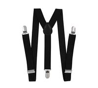 axy Bretelle per ragazzi a forma di Y, larghe 2,5 cm, con 3 clip resistenti, abbinabili con farfallino - Tinta unita. Modello: HTK25-1, Nero , (7-12 anni anziano)