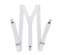 axy Bretelle per ragazzi a forma di Y, larghe 2,5 cm, con 3 clip resistenti, abbinabili con farfallino - Tinta unita. Modello: HTK25-1, bianco, für Kinder (6 Monaten - 6 Jahre alt)