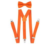 Axy Bretelle per ragazzi a forma di Y, larghezza 2,5 cm, con papillon - 3 clip stabili per bambini di età 7-12 anni, Colore: arancione., Taglia Unica