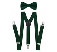 Axy Bretelle per ragazzi a forma di Y, larghezza 2,5 cm, con papillon - 3 clip stabili per bambini di età 7-12 anni, verde, Taglia Unica
