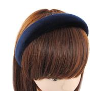 axy Cerchietto imbottito in velluto da donna, fascia larga per capelli, fascia per capelli HRK10B (blu)