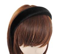 axy Cerchietto imbottito in velluto da donna, fascia larga per capelli, fascia per capelli HRK10B (nero)