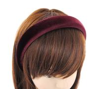 axy Cerchietto imbottito in velluto da donna, fascia larga per capelli, fascia per capelli HRK10B (rosso vinaccia)