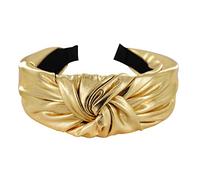 axy Cerchietto largo con nodo color metallico, per capelli da donna in effetto metallizzato, accessorio per capelli HR35G (oro)