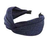 axy Cerchietto largo con nodo e tessuto lucido per capelli donna HR34G (blu navy)