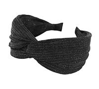 axy Cerchietto largo con nodo e tessuto lucido per capelli donna HR34G (nero)