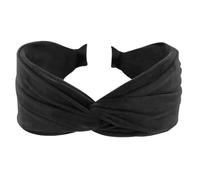 axy Cerchietto largo con nodo raffinato in tessuto di flanella leggera, splendida fascia per capelli da donna, fascia per capelli HRD6 (nero, extra larga)