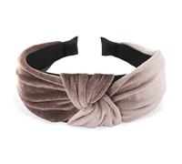 axy Cerchietto largo in velluto con nodo per capelli da donna, fascia per capelli HR35S (marrone)