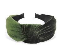 axy Cerchietto largo in velluto con nodo per capelli da donna, fascia per capelli HR35S (verde)