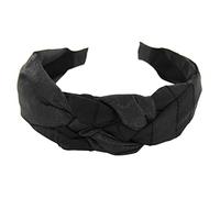 axy Cerchietto per capelli con due diversi tessuti e dettagli a treccia, bellissimo look vintage, accessorio per capelli da donna, HRZO1 (nero)