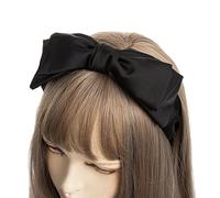 axy Cerchietto per capelli con grande fiocco, 20 cm x 6,5 cm, rivestito in raso, splendida fascia per capelli da donna HRS5 (nero)