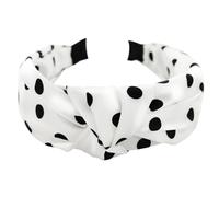 axy Cerchietto per capelli con nodo e rivestimento in raso, stile vintage, meraviglioso accessorio per capelli da donna HR35A (bianco/a pois)
