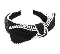 axy Cerchietto per capelli con perline e fiocco grande, 14,5 cm x 4,5 cm, splendida fascia per capelli HRSP (nero)