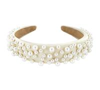 axy Cerchietto per capelli con perline e tessuto imbottito, colore metallizzato - Cerchietto per capelli da donna in effetto metallizzato HRK2BP (bianco crema)