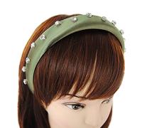 axy Cerchietto per capelli con tessuto imbottito e pietre preziose - Cerchietto per capelli da donna HRK2BS (verde)