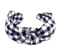 axy Cerchietto per capelli da donna, look vintage, motivo a quadri, modello HR34K, colore nero