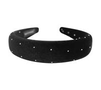 axy Cerchietto per capelli imbottito in velluto con strass da donna HRK10A (nero, largo)
