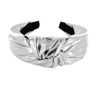axy Cerchietto per capelli largo con nodo color metallico, da donna, effetto metallizzato, accessorio per capelli HR35G (argento)
