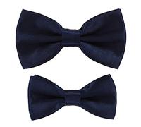 Axy FLIP1 - Set di papillon regolabili per papà e bambino, già legati, per cresima blu Nero/Blu