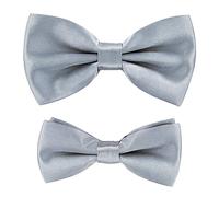 Axy FLIP1 - Set di papillon regolabili per papà e bambino, già legati, per cresima grigio Grau