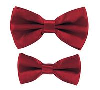 Axy FLIP1 - Set di papillon regolabili per papà e bambino, già legati, per cresima rosso rosso vivo