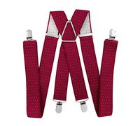 axy® HT352 - Bretelle da Uomo Larghe 3,5 cm con 4 Clip Forti a Forma di X Rosso Rot-Weiße Punkte