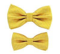 axy Papà figlio mosche set in look partner, già legato e regolabile, papillon a pois, servizio fotografico per famiglie, giallo., Taglia unica
