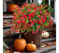 AXYLEX, fiori artificiali per esterni, 12 fasci di piante finte resistenti ai raggi UV, non sbiadiscono, in plastica, per casa, giardino, portico, patio, decorazione, rosso