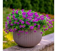 AXYLEX Fiori artificiali per esterni, resistenti ai raggi UV, 12 fasci di piante finte da esterno, fiori in plastica, cespugli non sbiadiscono, per casa, portico, steli esterni e finestre (magenta)