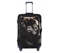 axzttupy Affascinante Nero Carlino Stampa Cane Grande Valigia Si adatta a quasi tutti i bagagli Protezione personalizzata per bagagli da viaggio, Nero, L, Nero, L