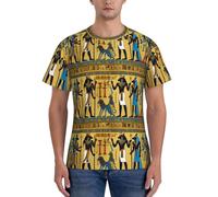 axzttupy Antico Egitto Tribe Serie 2 Stampa Uomini Manica Corta T-shirt Allenamento Casual Gite Confortevole Abbigliamento quotidiano Sport, Nero , L