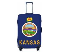 axzttupy Bandiera del Kansas Stampa Grande Valigia Si adatta a quasi tutti i bagagli Protezione personalizzata per bagagli da viaggio, Nero, L