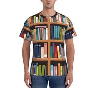 axzttupy Biblioteca Libreria Stampa Uomo Manica Corta T-shirt Allenamento Casual Gite Confortevole Abbigliamento quotidiano Sport, Nero , S
