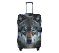 axzttupy Blue Eyes Wolf Print - Copertura per valigia grande, adatta a quasi tutti i bagagli, protezione personalizzata per bagagli da viaggio, Nero , S