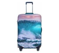 axzttupy Blue Ocean Wave Print - Copertura per valigia, misura grande, adatta a quasi tutti i bagagli, protezione personalizzata per bagagli da viaggio, Nero , M