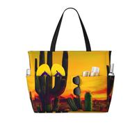 axzttupy Borsa da viaggio leggera con stampa di cactus nel deserto di grande capacità per spiaggia, picnic, attività all'aperto
