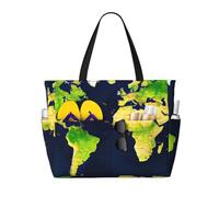 axzttupy Borsa da viaggio leggera con stampa di mappa del mondo, grande capacità, per vacanze, picnic, attività all'aperto