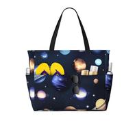 axzttupy Borsa da viaggio leggera con stampa di pianeti, stelle e Via Lattea, grande capacità, per spiaggia, picnic, attività all'aperto