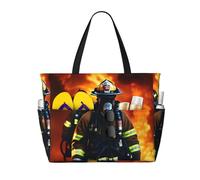 axzttupy Borsa da viaggio leggera da spiaggia con stampa di fiamme vigili del fuoco vigile del fuoco borsa da viaggio leggera per picnic attività all'aperto