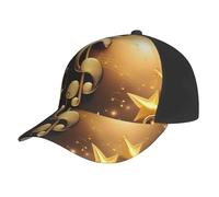 axzttupy Cappello da baseball dorato con nota musicale caduta lucida stampa stella cappello da sole alla moda attività all'aperto uso multi-stagione facile da trasportare unisex
