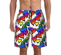 axzttupy Costume da bagno da uomo con stampa di cuori gay pride arcobaleno pantaloncini leggeri tasche funzionali pratiche attività multiple, Nero , S