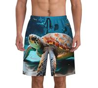 axzttupy Costume da bagno da uomo con stampa tartaruga marina, pantaloncini leggeri, tasche funzionali pratiche e multiple, Nero , M