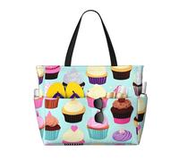 axzttupy Cupcake Modelli Stampa Grande Capacità Spiaggia Borsa Da Viaggio Leggero Tote Vacanza Picnic Attività All'aperto