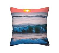 axzttupy Federa per cuscino quadrata con tramonto e alba con onde oceaniche e mare, accogliente, per tutte le stagioni, per interni ed esterni, universale