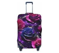 axzttupy Grande copertura per valigia con paillettes glitterate e rose, adatta a quasi tutti i bagagli, protezione personalizzata per bagagli da viaggio, Nero , L
