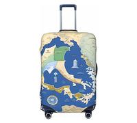 axzttupy Grande copertura per valigia con stampa della mappa della Grecia, adatta a quasi tutti i bagagli, protezione personalizzata per bagagli da viaggio, Nero , M