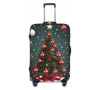 axzttupy Grande copertura per valigia con stampa di albero di Natale e palla, adatta a quasi tutti i bagagli, protezione personalizzata per bagagli da viaggio, Nero , L