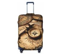 axzttupy Grande copertura per valigia con stampa di bussola e vecchia mappa del mondo, adatta a quasi tutti i bagagli, protezione personalizzata per bagagli da viaggio, Nero , XL
